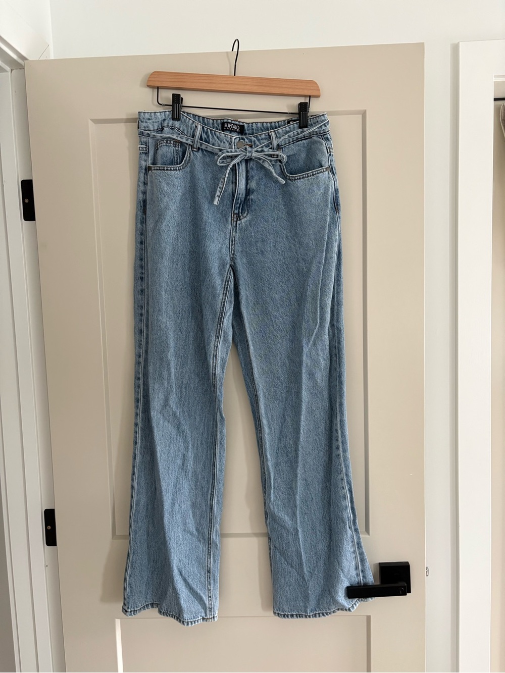 Buffalo David Bitton Light Blue Flare Jeans with Tie Waist
